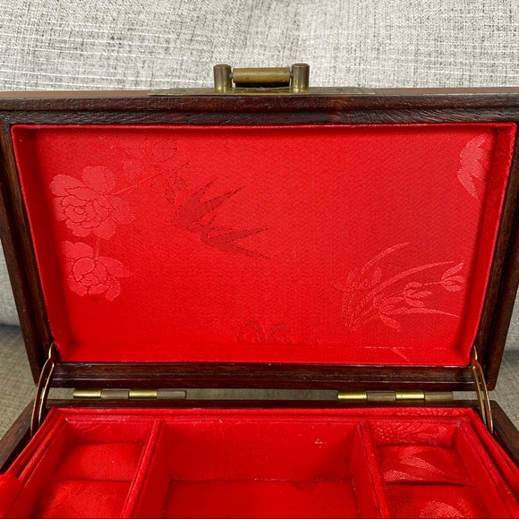 Vintage Wooden Brass Ornate Jewelry Box - Picture 5 of 16